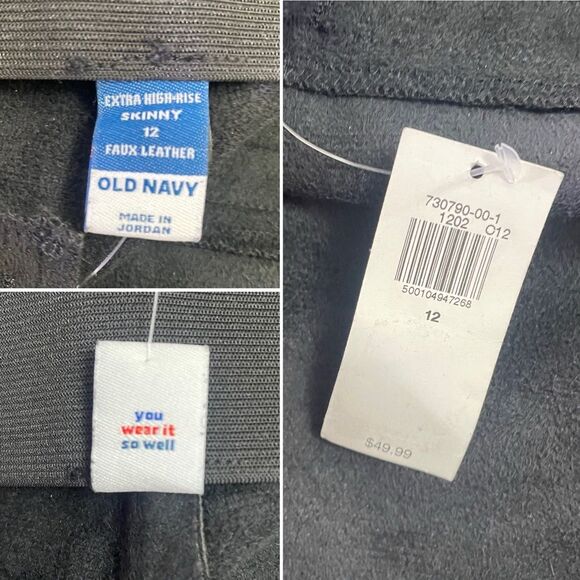 NWT Old Navy Extra High-Waisted Faux-Leather Zip Ankle Pants Black Size 12 NEW - Picture 11 of 13